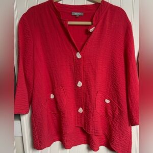 Habitat Clothes To Live In Jacket Mandarin Collar Crinkle Pockets Sz M Lagenlook